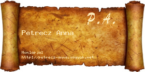 Petrecz Anna névjegykártya