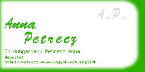 anna petrecz business card
